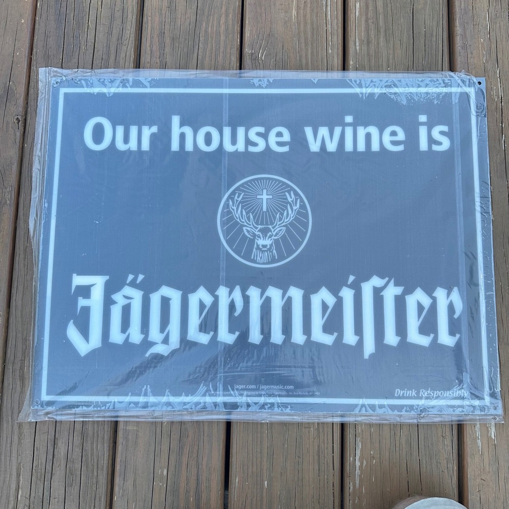 NOS Jagermeister Our House Wine Is Acrylic Bar Sign Tacker Man Cave Decor